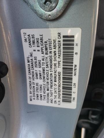 Photo 10 from auction – 2012 HONDA CIVIC EXL with VIN 2HGFB2F96CH566400