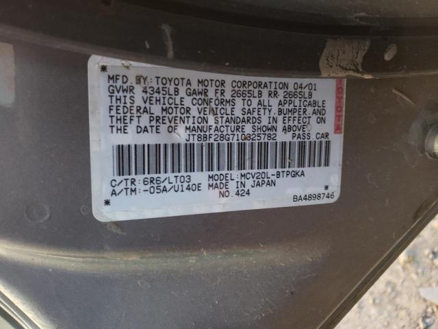 Photo 10 from auction – 2001 LEXUS ES 300 with VIN JT8BF28G710325782