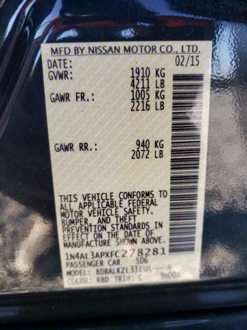 Photo 10 from auction – 2015 NISSAN ALTIMA 2.5 with VIN 1N4AL3APXFC278281