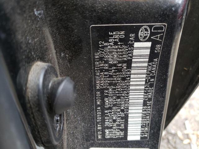 Photo 10 from auction – 2012 TOYOTA COROLLA BA with VIN 2T1BU4EE5CC804183