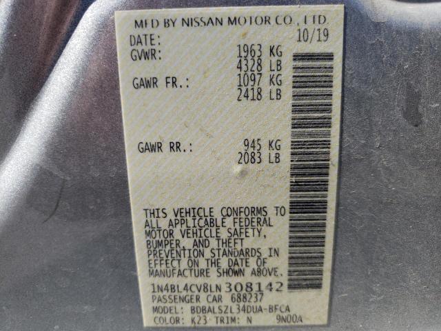 Photo 10 from auction – 2020 NISSAN ALTIMA SR with VIN 1N4BL4CV8LN308142