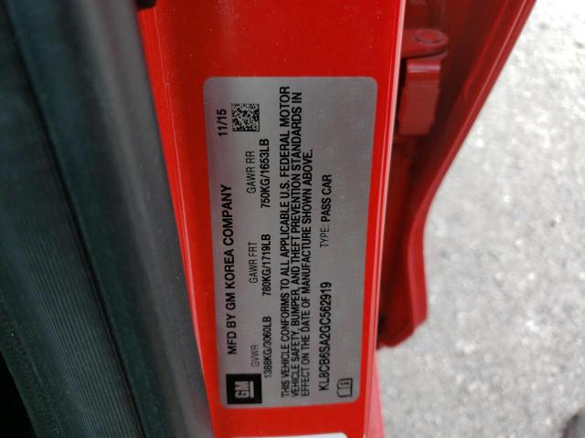 Photo 10 from auction – 2016 CHEVROLET SPARK LS with VIN KL8CB6SA2GC562919