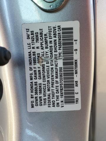 Photo 10 from auction – 2012 HONDA CIVIC LX with VIN 19XFB2F57CE062350