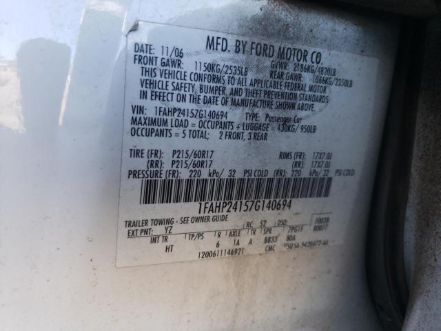 Photo 10 from auction – 2007 FORD FIVE HUNDR with VIN 1FAHP24157G140694