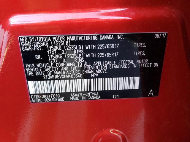 Photo 10 from auction – 2017 TOYOTA RAV4 XLE with VIN 2T3WFREVXHW403640