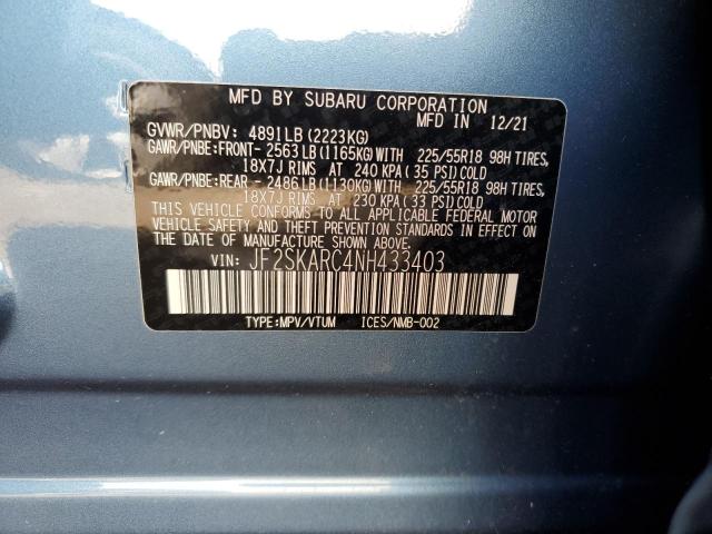 Photo 10 from auction – 2022 SUBARU FORESTER T with VIN JF2SKARC4NH433403