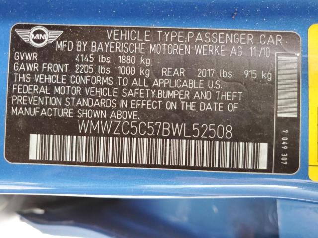 Photo 10 from auction – 2011 MINI COOPER S C with VIN WMWZC5C57BWL52508