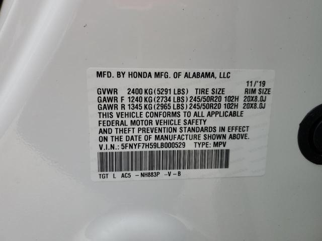 Photo 10 from auction – 2020 HONDA PASSPORT E with VIN 5FNYF7H59LB000529