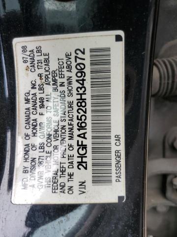 Photo 10 from auction – 2008 HONDA CIVIC LX with VIN 2HGFA16528H349072
