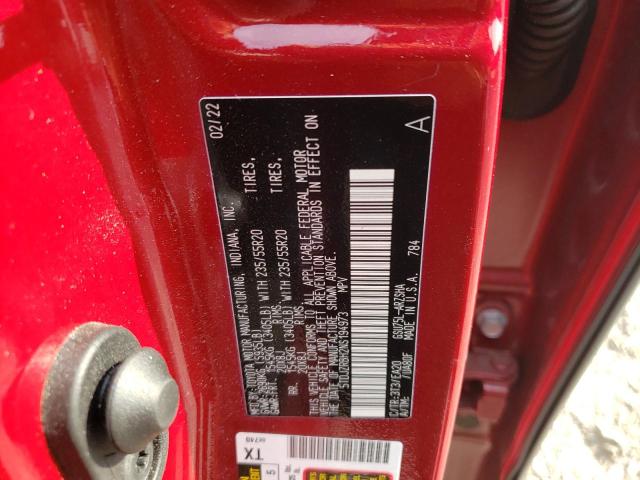 Photo 10 from auction – 2022 TOYOTA HIGHLANDER with VIN 5TDJZRBH2NS194973