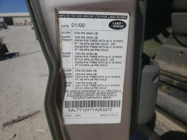Photo 10 from auction – 2000 LAND ROVER DISCOVERY with VIN SALTY1247YA265072