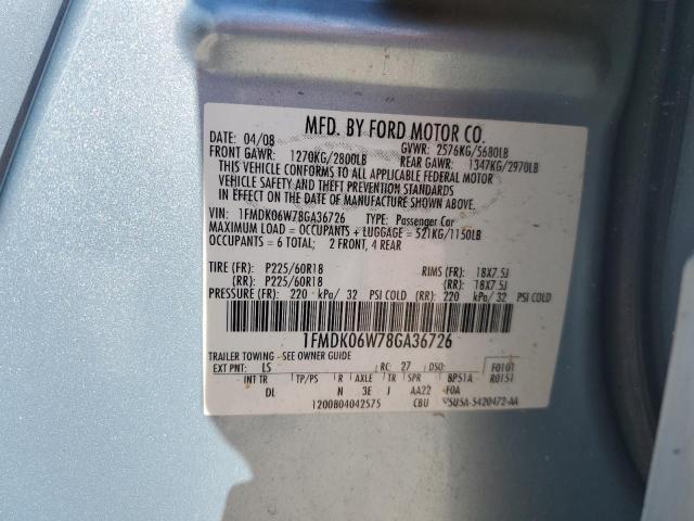 Photo 10 from auction – 2008 FORD TAURUS X L with VIN 1FMDK06W78GA36726