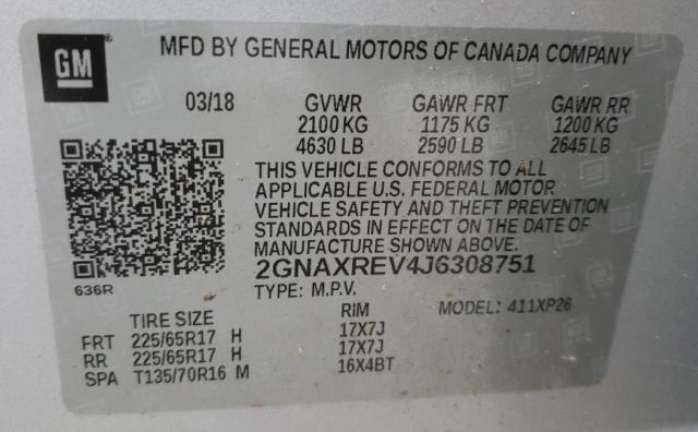 Photo 10 from auction – 2018 CHEVROLET EQUINOX LS with VIN 2GNAXREV4J6308751