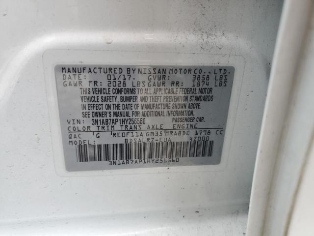 Photo 10 from auction – 2017 NISSAN SENTRA S with VIN 3N1AB7AP1HY256560