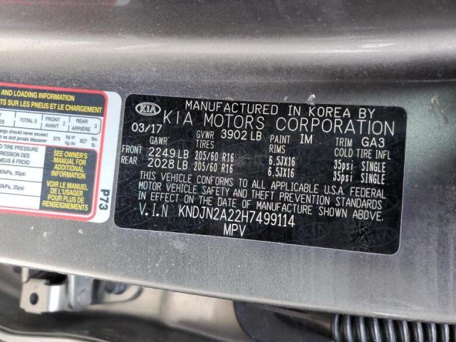 Photo 10 from auction – 2017 KIA SOUL with VIN KNDJN2A22H7499114