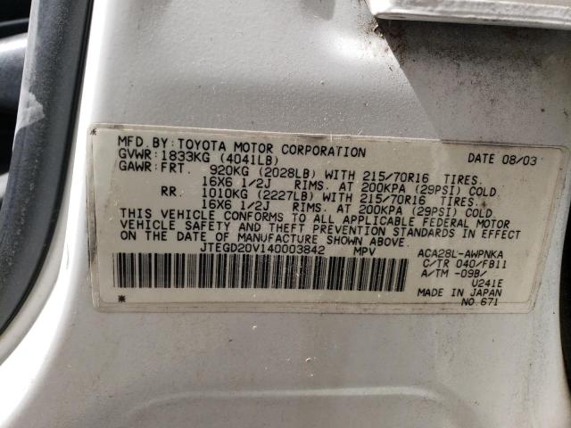 Photo 10 from auction – 2004 TOYOTA RAV4 with VIN JTEGD20V140003842