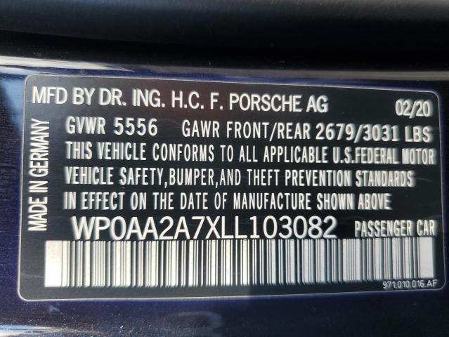 Photo 10 from auction – 2020 PORSCHE PANAMERA B with VIN WP0AA2A7XLL103082
