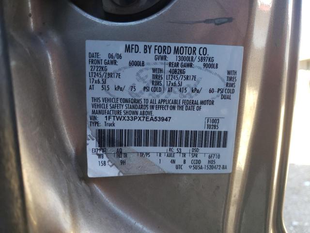 Photo 10 from auction – 2007 FORD F350 SUPER with VIN 1FTWX33PX7EA53947