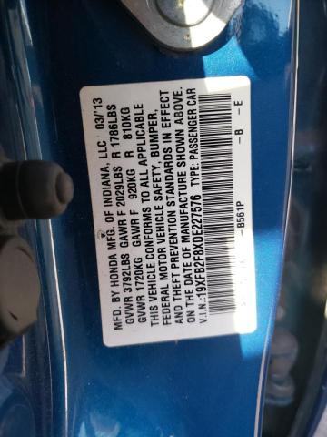 Photo 10 from auction – 2013 HONDA CIVIC EX with VIN 19XFB2F8XDE227576