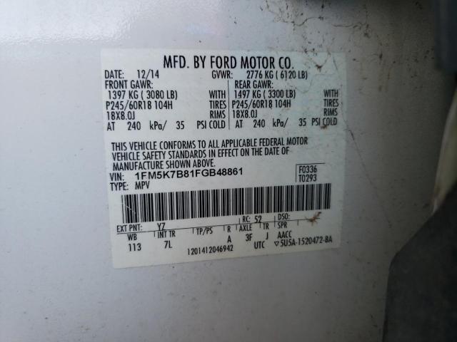 Photo 10 from auction – 2015 FORD EXPLORER with VIN 1FM5K7B81FGB48861