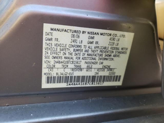 Photo 10 from auction – 2007 NISSAN MAXIMA SE with VIN 1N4BA41E87C815617
