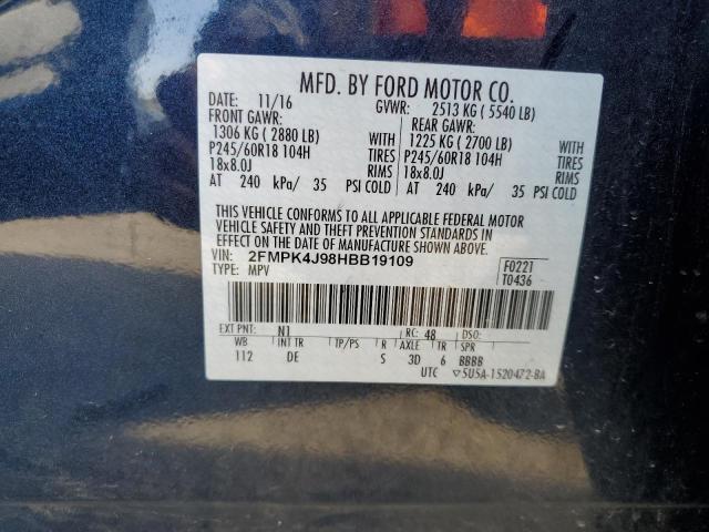 Photo 10 from auction – 2017 FORD EDGE SEL with VIN 2FMPK4J98HBB19109