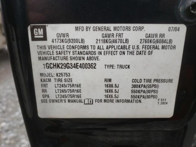 Photo 10 from auction – 2004 CHEVROLET SILVERADO with VIN 1GCHK29G34E400362