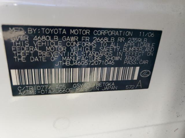Photo 10 from auction – 2007 LEXUS ES 350 with VIN JTHBJ46G572071046