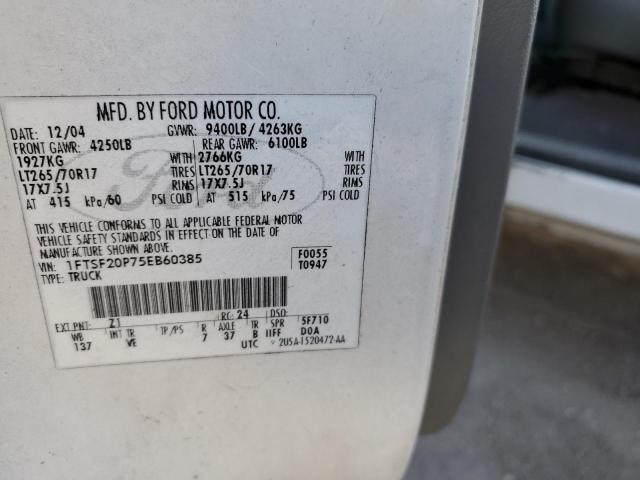 Photo 10 from auction – 2005 FORD F250 SUPER with VIN 1FTSF20P75EB60385