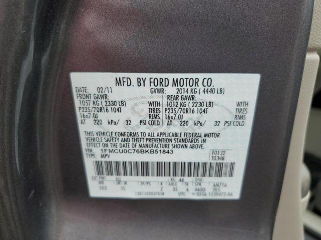 Photo 10 from auction – 2011 FORD ESCAPE XLS with VIN 1FMCU0C76BKB51843