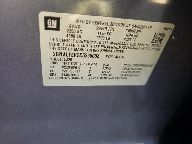 Photo 10 from auction – 2013 CHEVROLET EQUINOX LT with VIN 2GNALFEK2D6335662