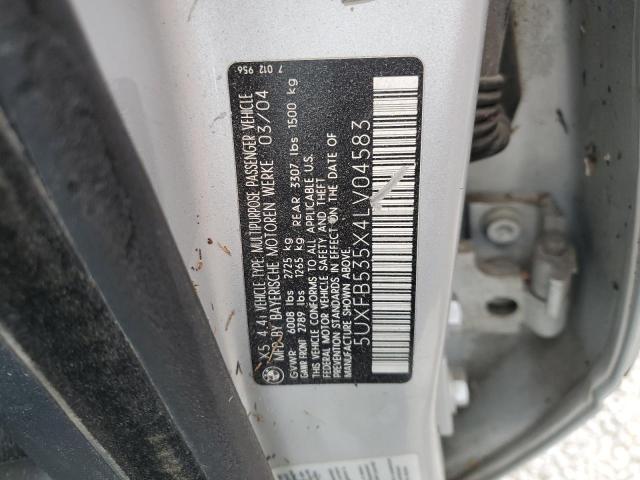 Photo 10 from auction – 2004 BMW X5 4.4I with VIN 5UXFB535X4LV04583