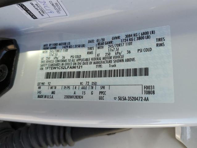 Photo 10 from auction – 2020 FORD F150 SUPER with VIN 1FTEW1C52LFA96121