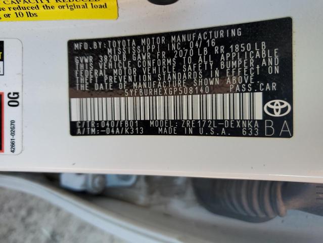 Photo 10 from auction – 2016 TOYOTA COROLLA L with VIN 5YFBURHEXGP508140