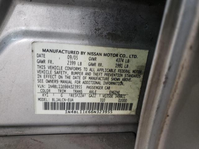 Photo 10 from auction – 2006 NISSAN ALTIMA SE with VIN 1N4BL11E66N323955