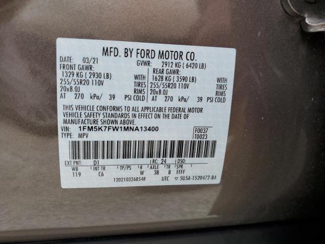 Photo 10 from auction – 2021 FORD EXPLORER L with VIN 1FM5K7FW1MNA13400