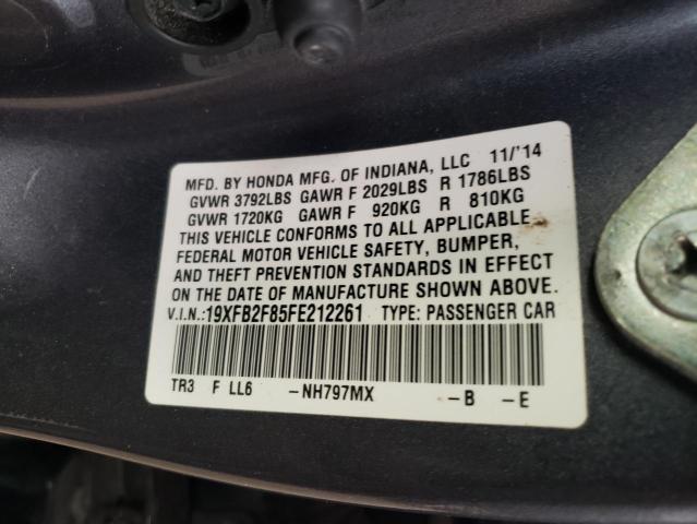 Photo 10 from auction – 2015 HONDA CIVIC EX with VIN 19XFB2F85FE212261