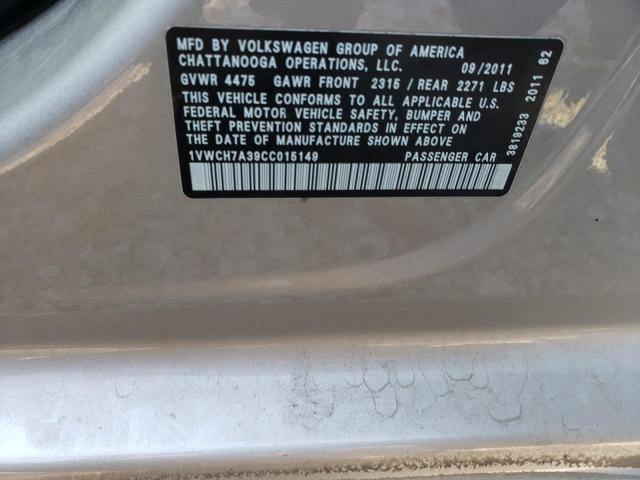 Photo 10 from auction – 2012 VOLKSWAGEN PASSAT SEL with VIN 1VWCH7A39CC015149