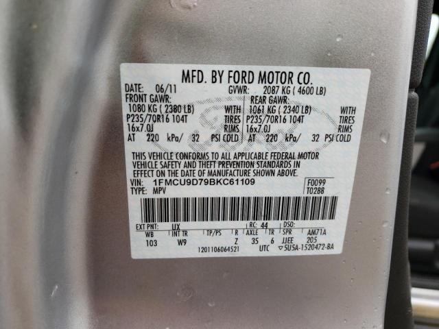 Photo 10 from auction – 2011 FORD ESCAPE XLT with VIN 1FMCU9D79BKC61109