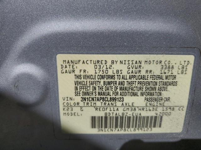 Photo 10 from auction – 2012 NISSAN VERSA S with VIN 3N1CN7AP8CL899123