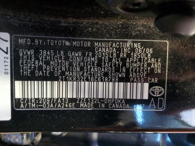 Photo 10 from auction – 2006 TOYOTA COROLLA MA with VIN 2T1KR32E16C618788