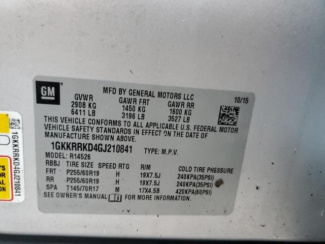 Photo 10 from auction – 2016 GMC ACADIA SLT with VIN 1GKKRRKD4GJ210841