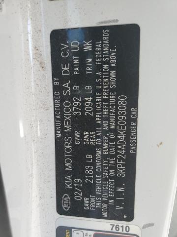 Photo 10 from auction – 2019 KIA FORTE FE with VIN 3KPF24AD4KE093080