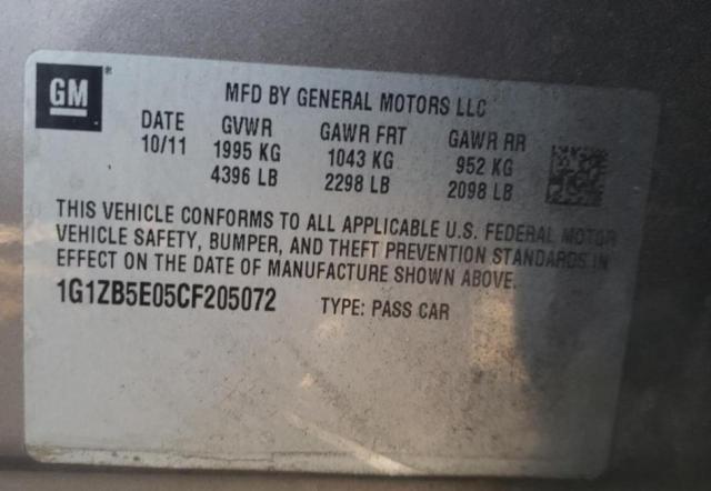 Photo 10 from auction – 2012 CHEVROLET MALIBU LS with VIN 1G1ZB5E05CF205072