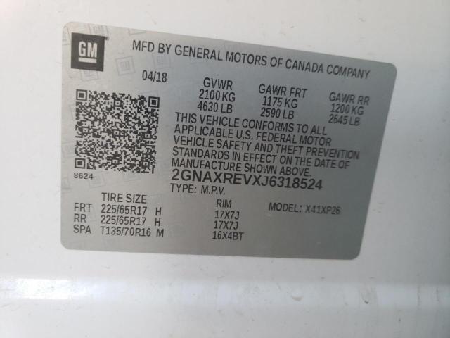 Photo 10 from auction – 2018 CHEVROLET EQUINOX LS with VIN 2GNAXREVXJ6318524