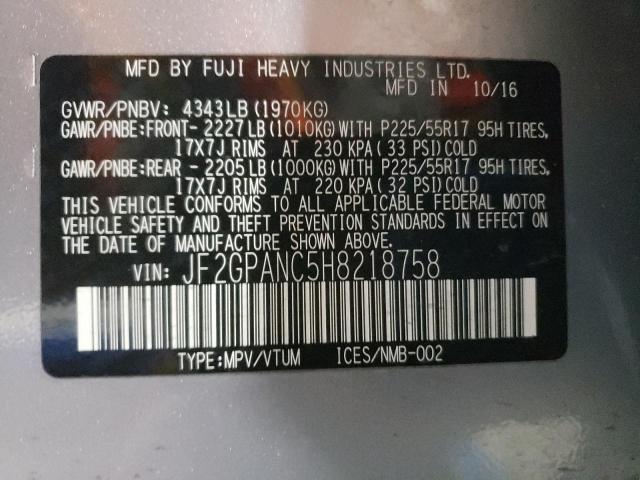 Photo 10 from auction – 2017 SUBARU CROSSTREK with VIN JF2GPANC5H8218758