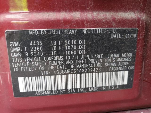 Photo 10 from auction – 2010 SUBARU LEGACY 2.5 with VIN 4S3BMBC61A3232423