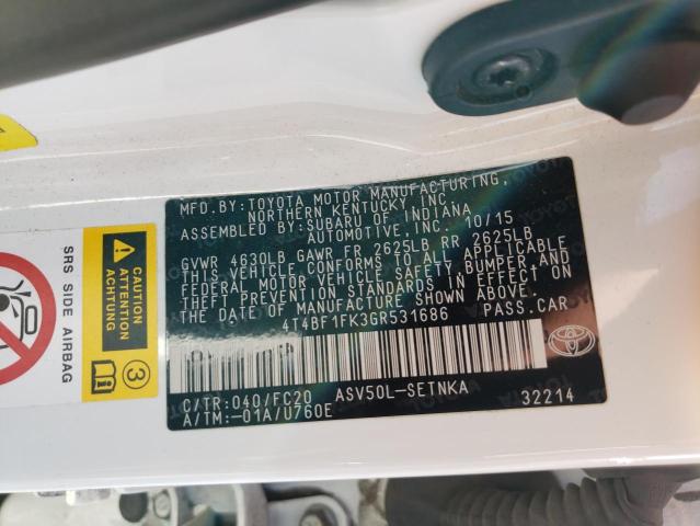 Photo 10 from auction – 2016 TOYOTA CAMRY LE with VIN 4T4BF1FK3GR531686