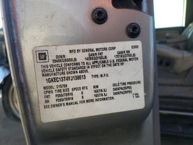 Photo 10 from auction – 2000 GMC YUKON with VIN 1GKEC13T4YJ138613