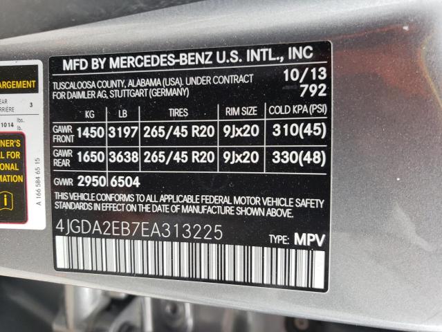 Photo 10 from auction – 2014 MERCEDES-BENZ ML 350 BLU with VIN 4JGDA2EB7EA313225